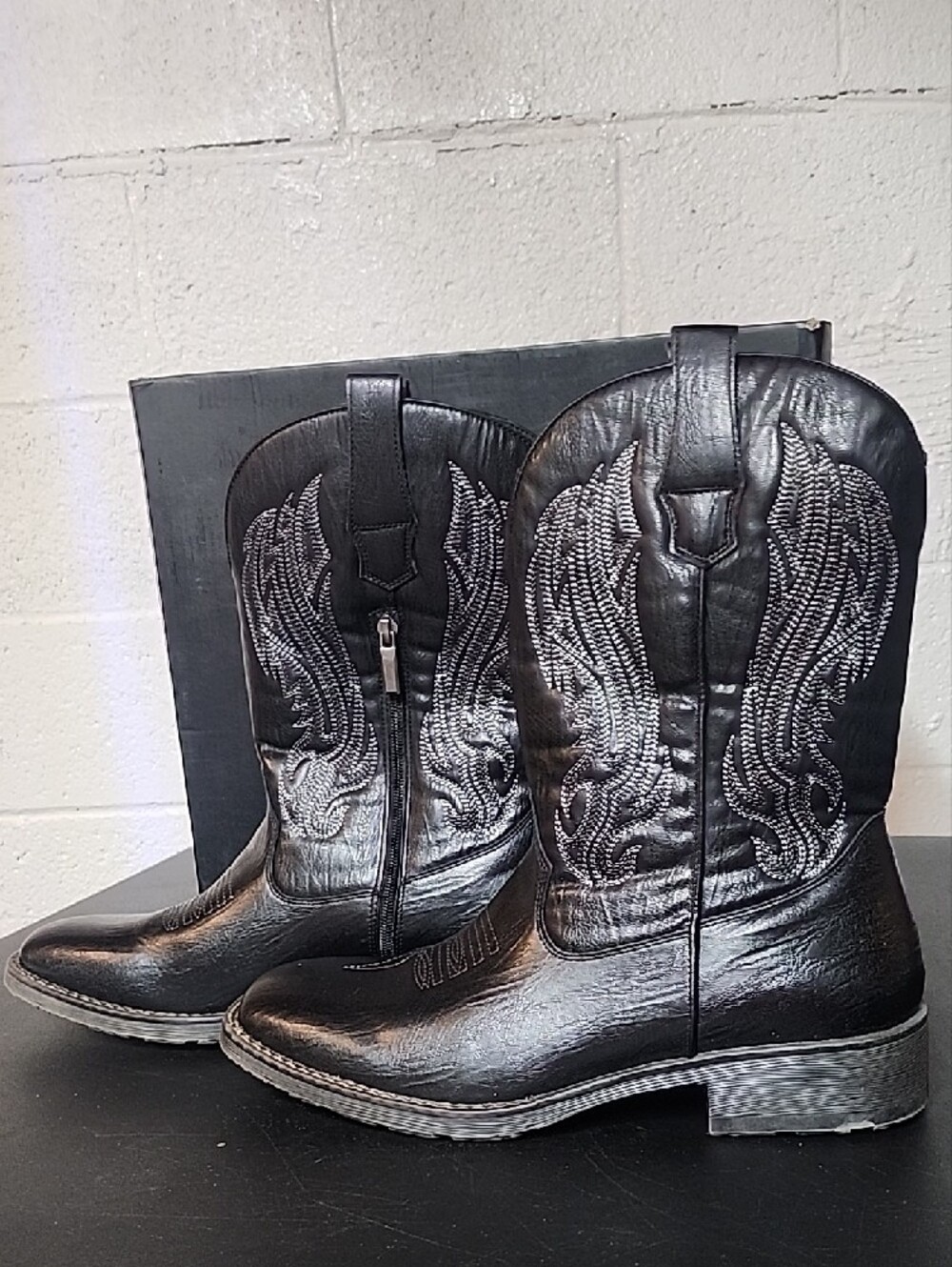 Jousen Men’s Black Western Cowboy Boots - Picture 6 of 7
